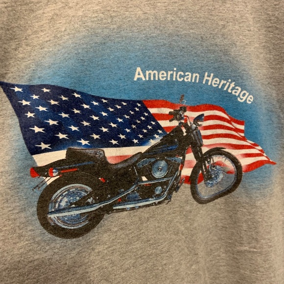 Vintage Hanes Comfort Tee 'American Heritage' Motorcycle Flag Graphic Tee XL - Picture 2 of 6